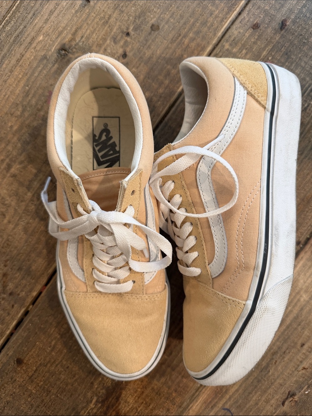 Vans Old Skool Low-Top Sneakers in Peachy Beige with White Stripe